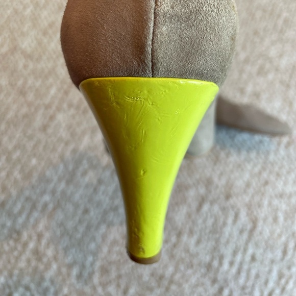 Mango Taupe Suede Lime Block Heel Pump - Picture 7 of 9